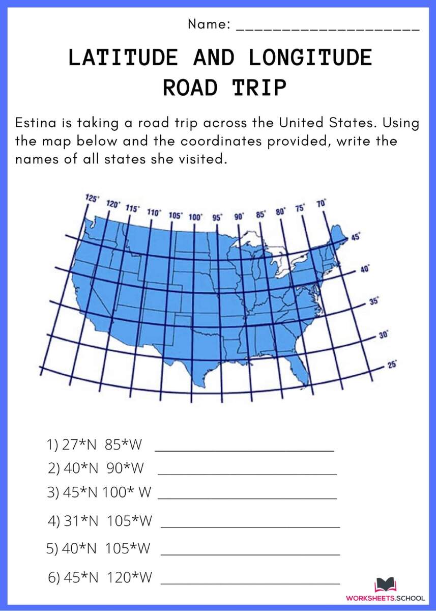 Printable 7th Grade Latitude And Longitude Worksheets
