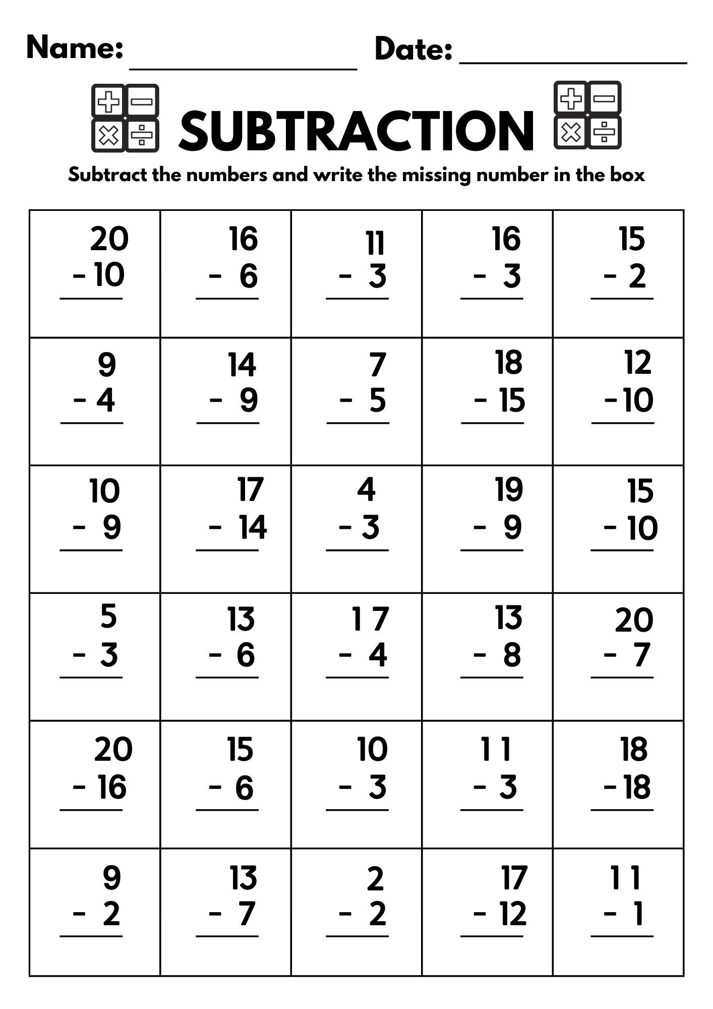 10 Printable Subtraction Fill In The Blanks Worksheets Numbers 1 20 For Kindergarten 1st Grade 2nd Grade Math Subtraction Worksheets Etsy 10 Printable Subtraction Fill In The Blanks Worksheets Numbers 1 20 For Kindergarten 1st Grade 2nd Grade Math Subtraction Worksheets Etsy