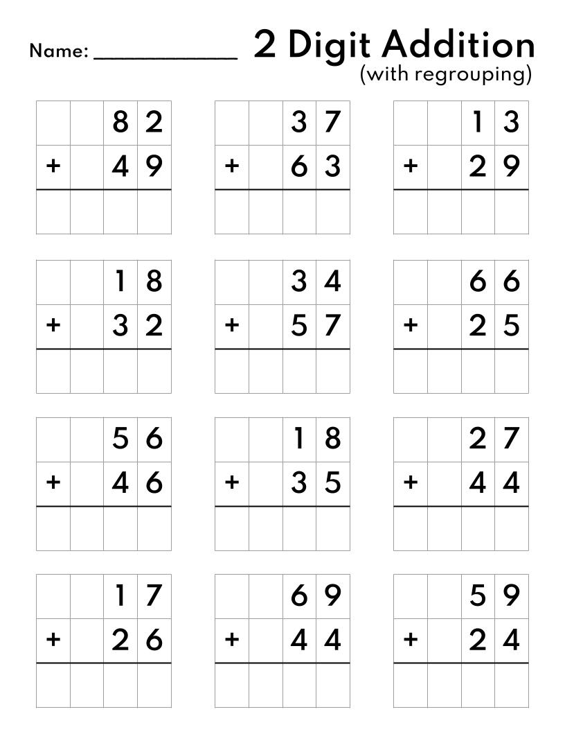10 Printable Two Digit Addition Worksheets Double Digit Addition Worksheets 1st Grade 2nd Grade Made By Teachers Addition Worksheets Free Printable Easy Math Problems Free Printables Lettering SVG Files Tools Apps