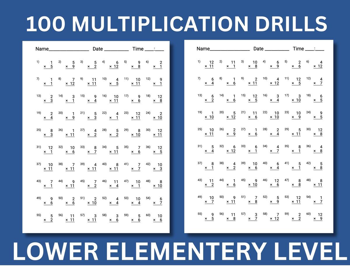 100 Multiplication Drills Worksheets Math Facts 1 12 Printable PDF Etsy Israel 100 Multiplication Drills Worksheets Math Facts 1 12 Printable PDF Etsy Israel