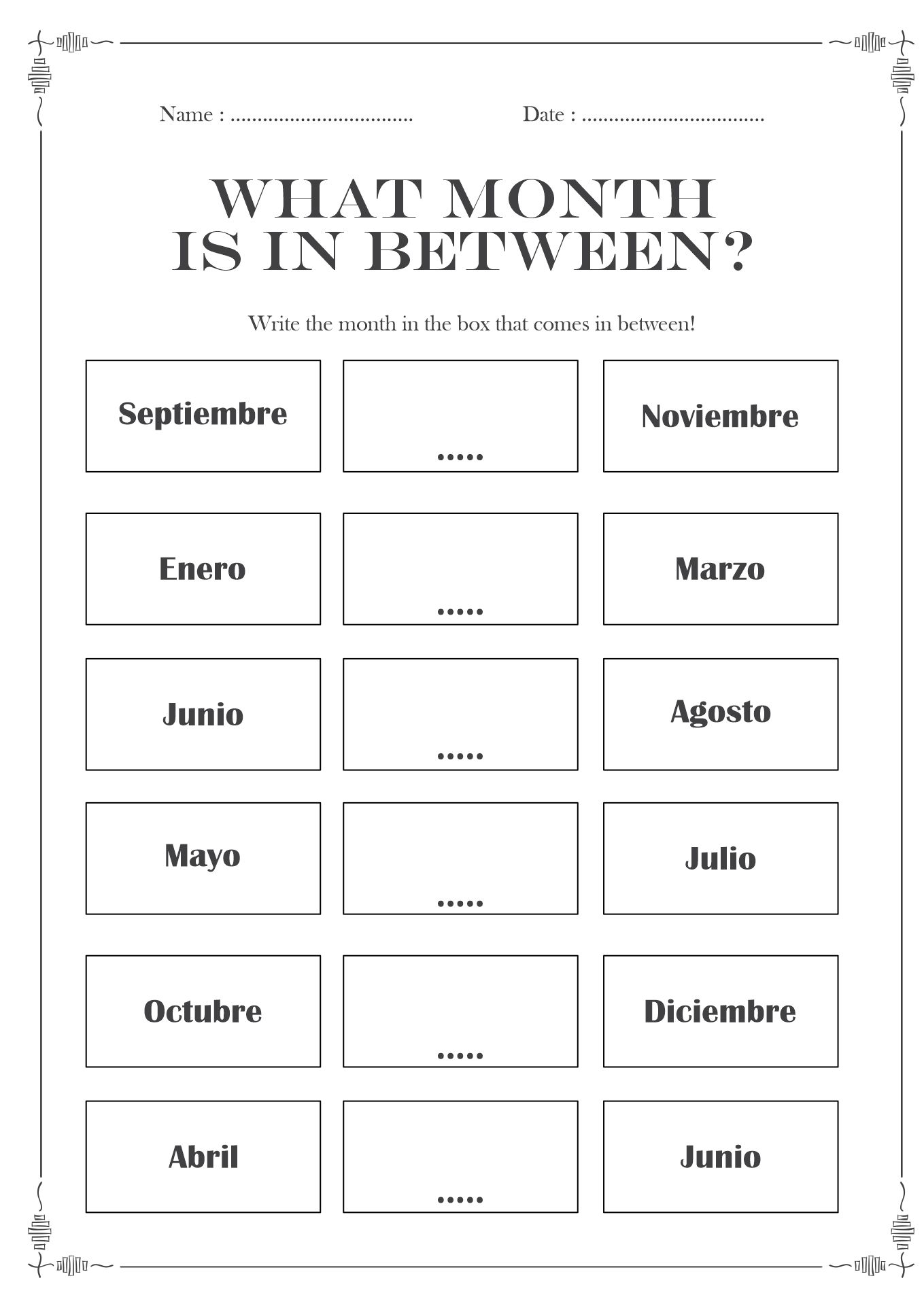 11 Free Printable Spanish Worksheets Months Free PDF At Worksheeto