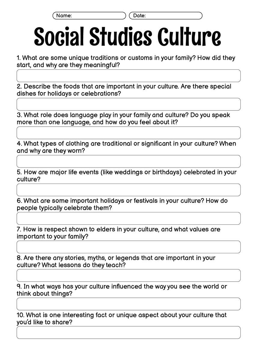 13 Social Studies Culture Worksheet Free PDF At Worksheeto