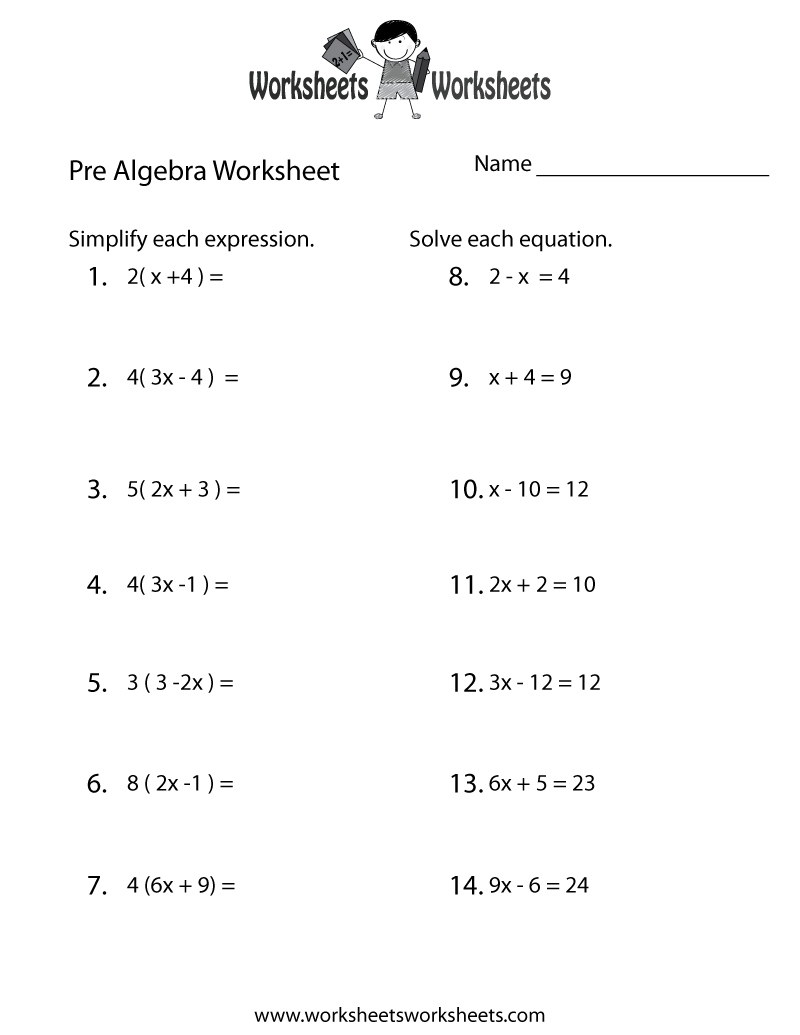 Variable Equations Worksheets