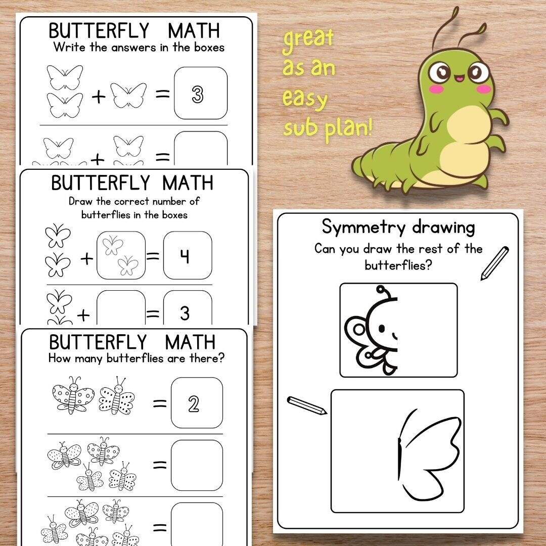 16 Pages Of Caterpillar And Butterfly Themed Printables Math English And Art Made By Teachers