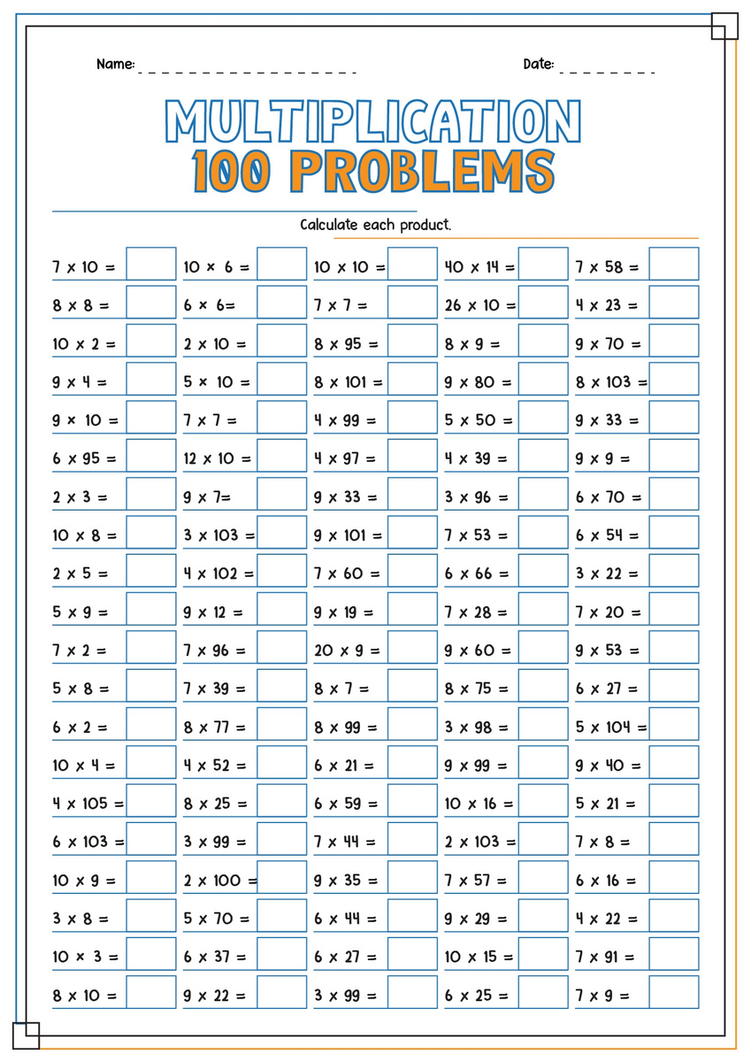 17 Hard Multiplication Worksheets 100 Problems Free PDF At Worksheeto