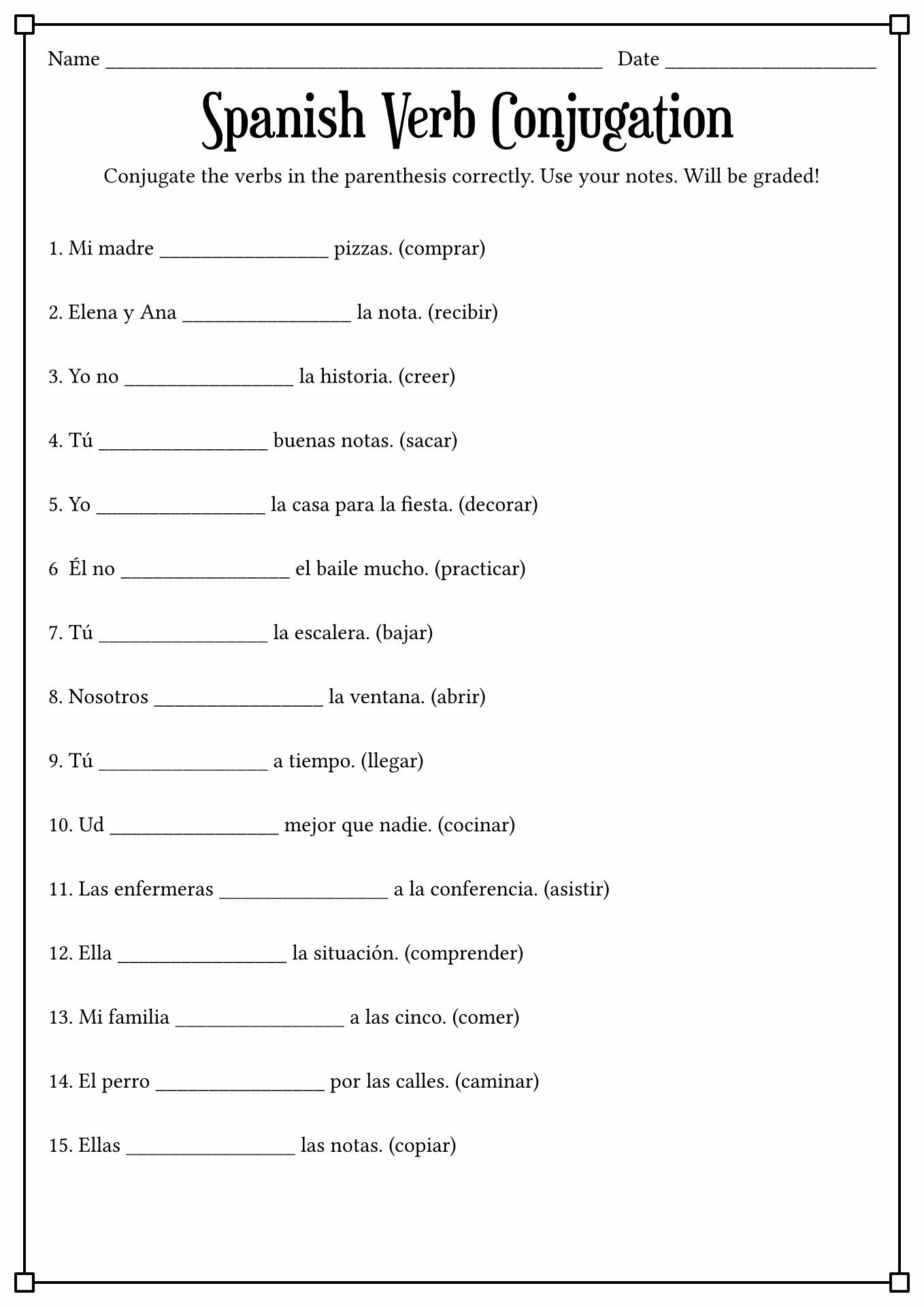 17 Spanish Conjugation Worksheets Printable Spanish Practice Worksheets Library