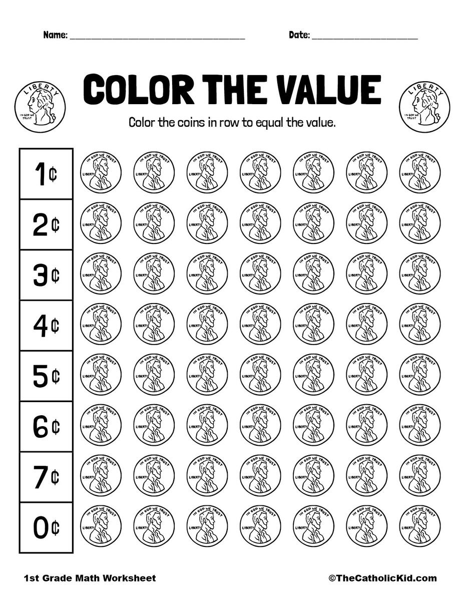 1st Grade Money Worksheet TheCatholicKid Counting Money Worksheets 1st Grade