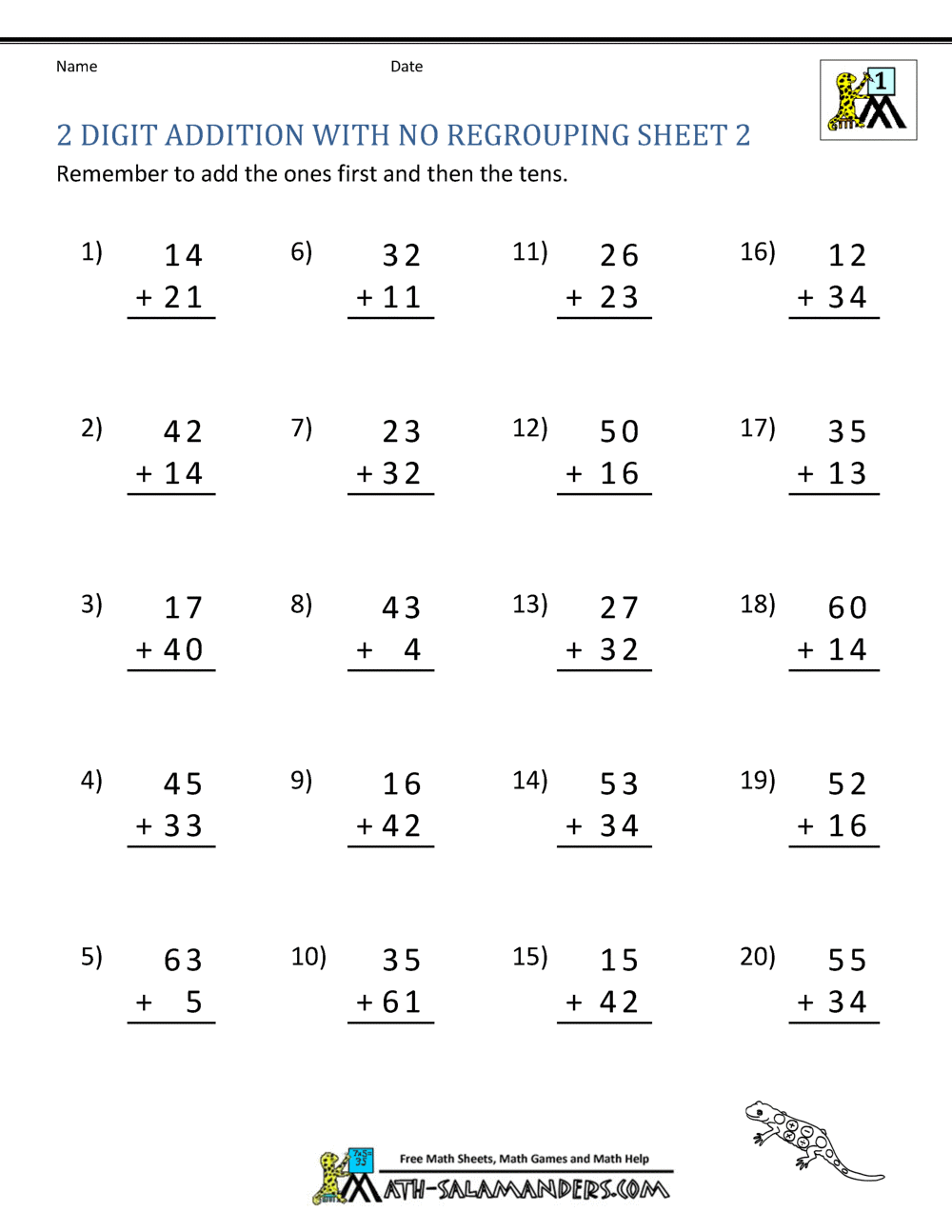 Two Digit Addition With And Without Regrouping Worksheets Etsy Finland