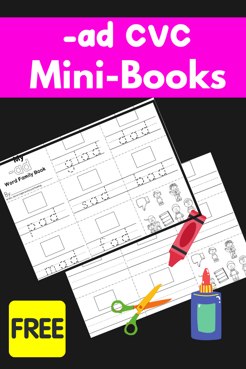 2 Free CVC AD Word Family Worksheets Build A Mini Book Mrs Karle S Sight And Sound Reading