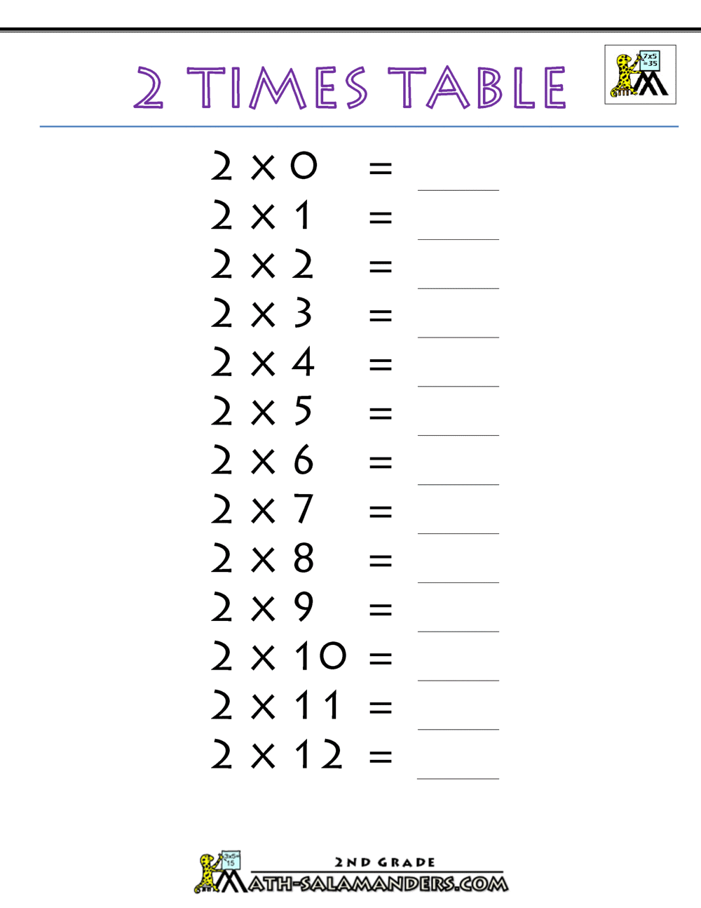 2 Times Table Free 2 Times Table Worksheets Fun Creative And Easy To Print