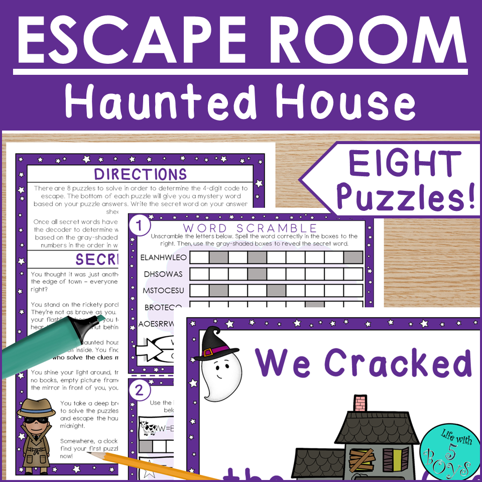 3rd 4th Grade Escape Room Printable Halloween Haunted House Escape Room Puzzle Made By Teachers