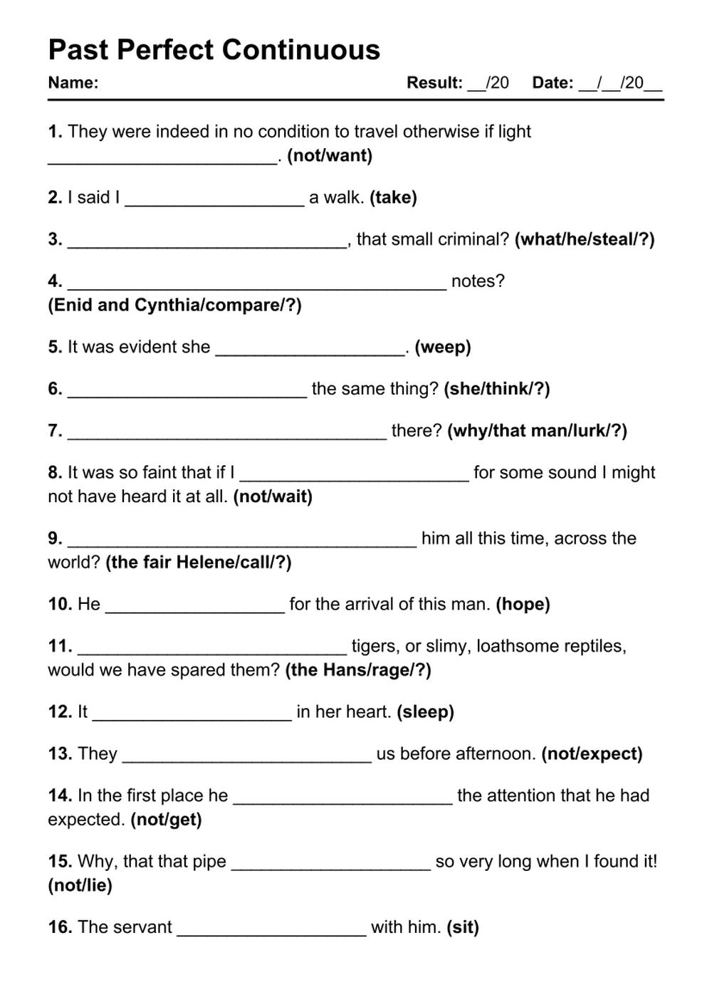 42 Past Perfect Continuous PDF Worksheets With Answers Grammarism