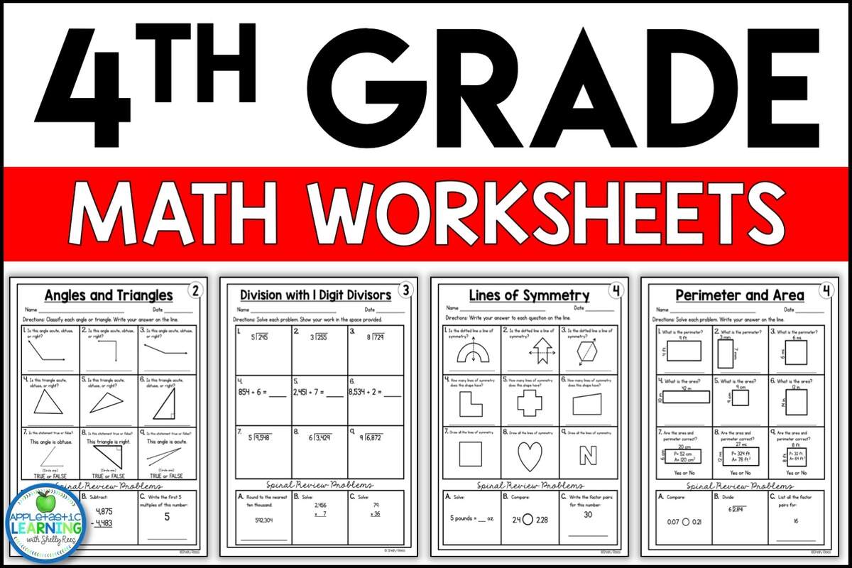 4th Grade Common Core Math Worksheets PRINTABLE Appletastic Learning FREE 4th Grade Daily Math Spiral Review Teacher Thrive Worksheets Library