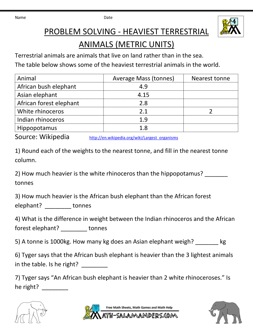 4th Grade Math Word Problems 4th Grade Math Word Problems