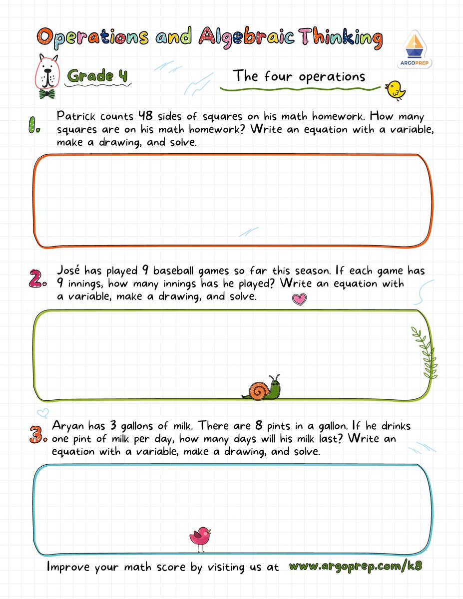 4th Grade Writing Equations With Variables Worksheets For Free ArgoPrep 4th Grade Writing Equations With Variables Worksheets For Free ArgoPrep