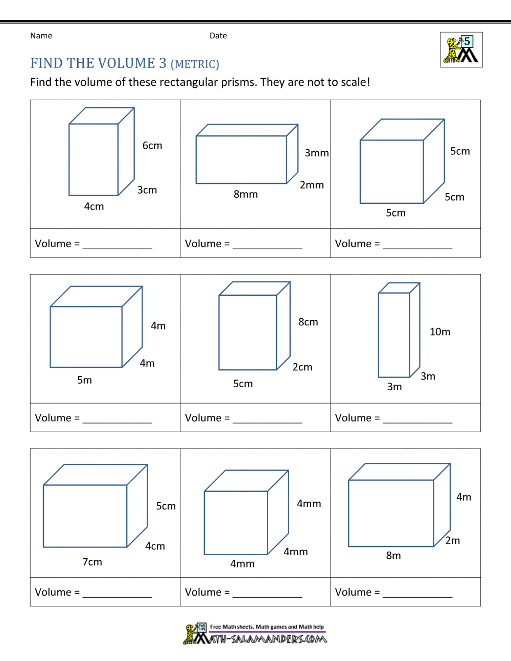 Surface Area And Volume Worksheets Printable PDF Worksheets Cazoom Math