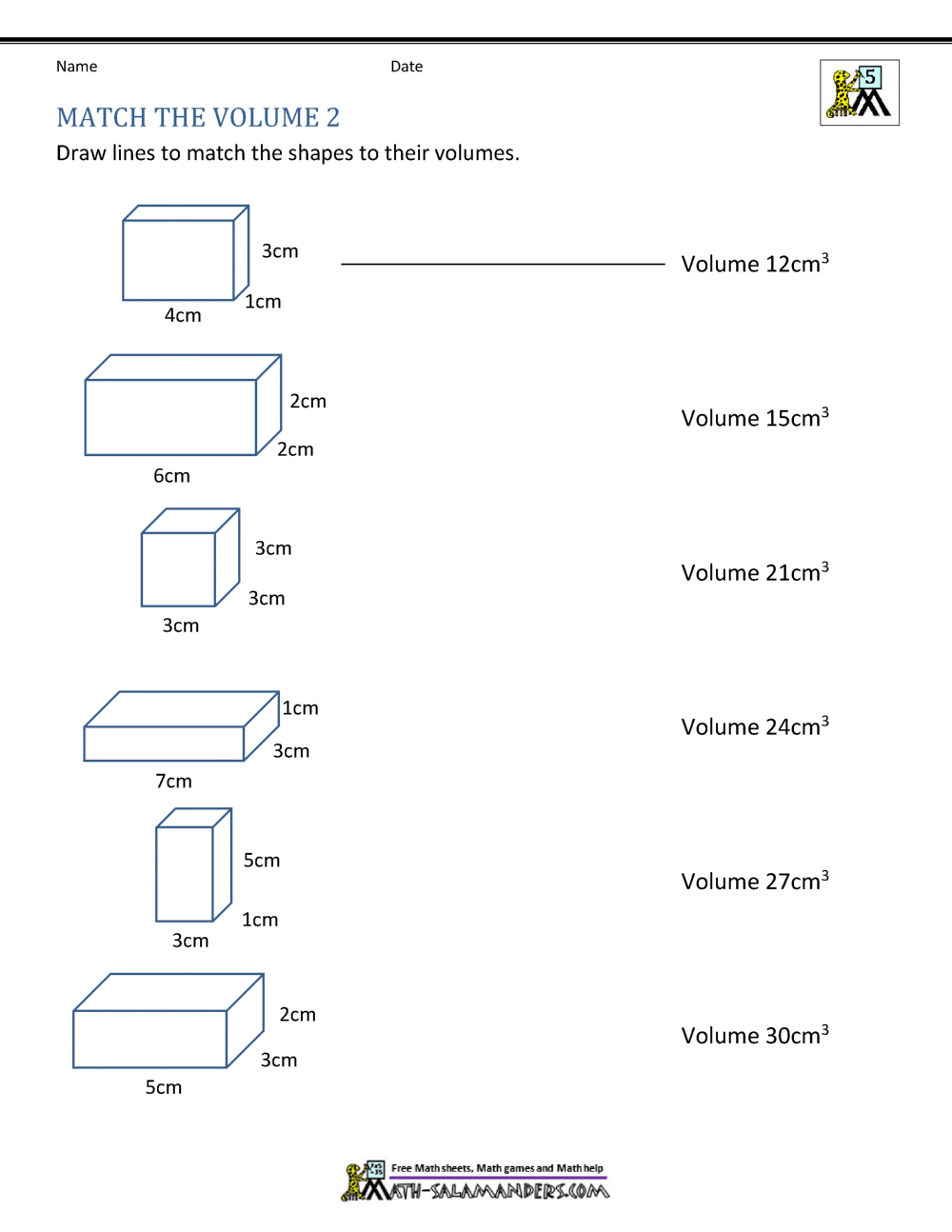 5th Grade Volume Worksheets