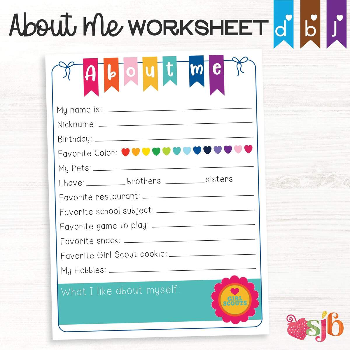 About Me Worksheet Girl Scouts Inspired Fill in Questionnaire Troop Activity PDF Etsy