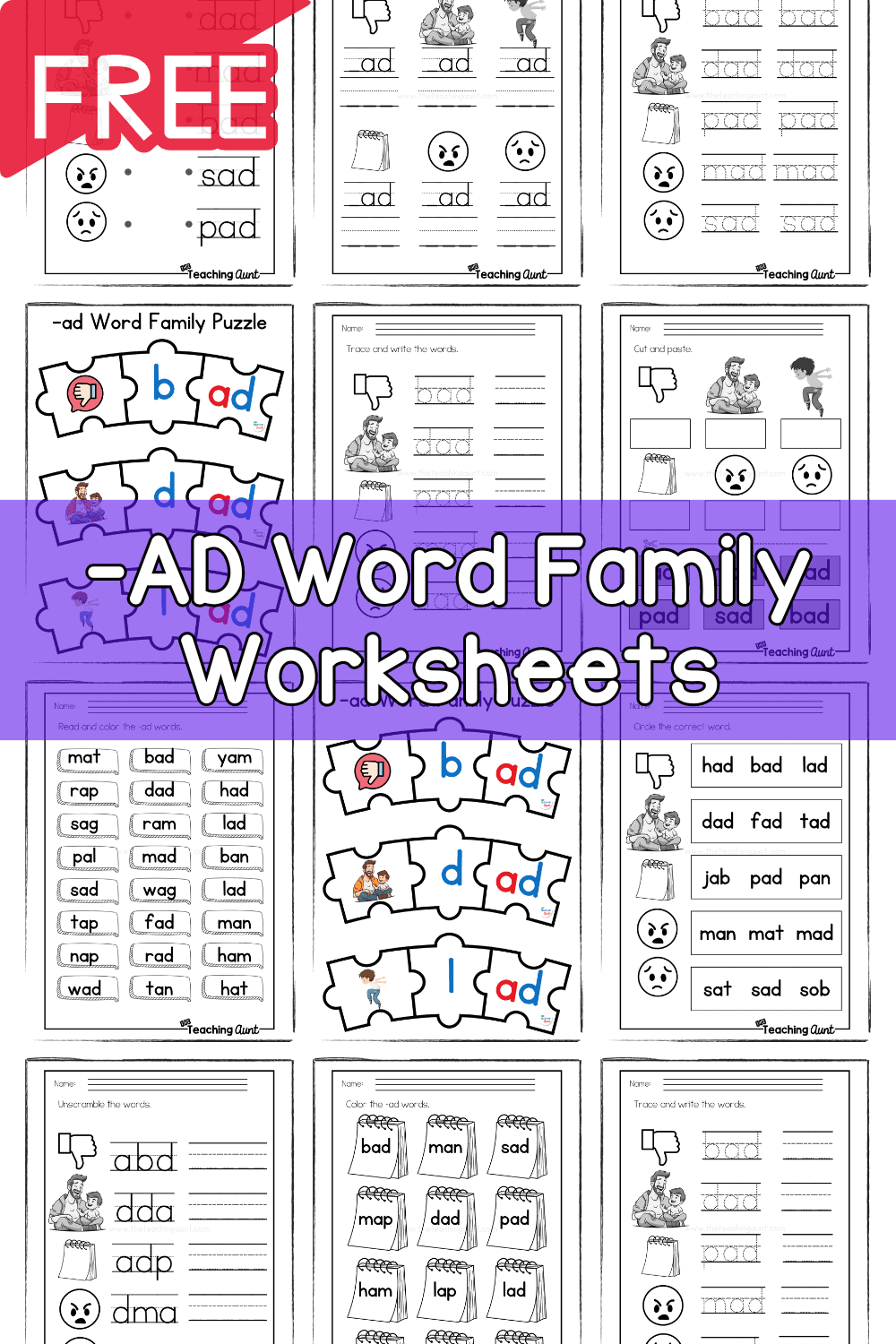 FREE Printable Ad Word Family Worksheets Worksheets Library