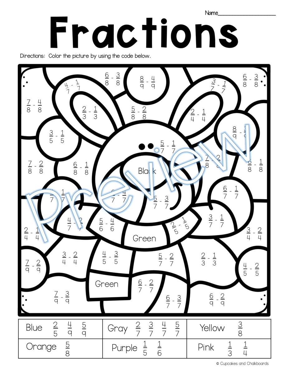 Adding And Subtracting Fractions With Like Denominators Fraction Coloring Made By Teachers
