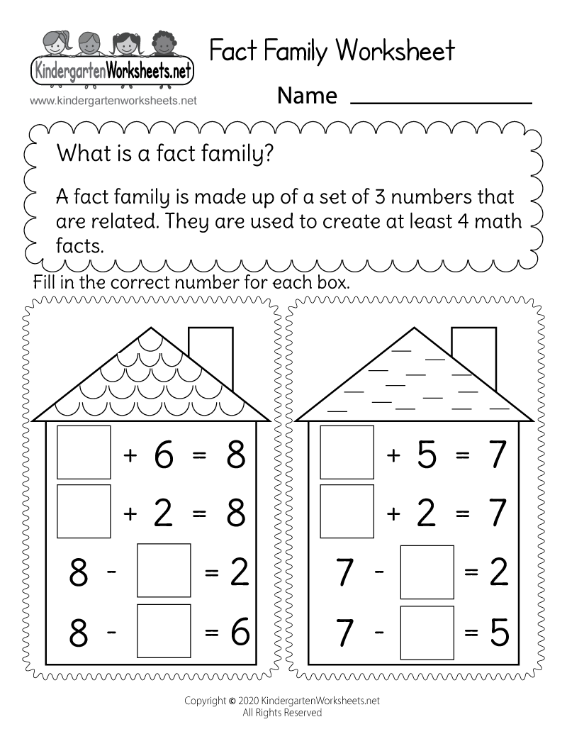 Fact Family Worksheets