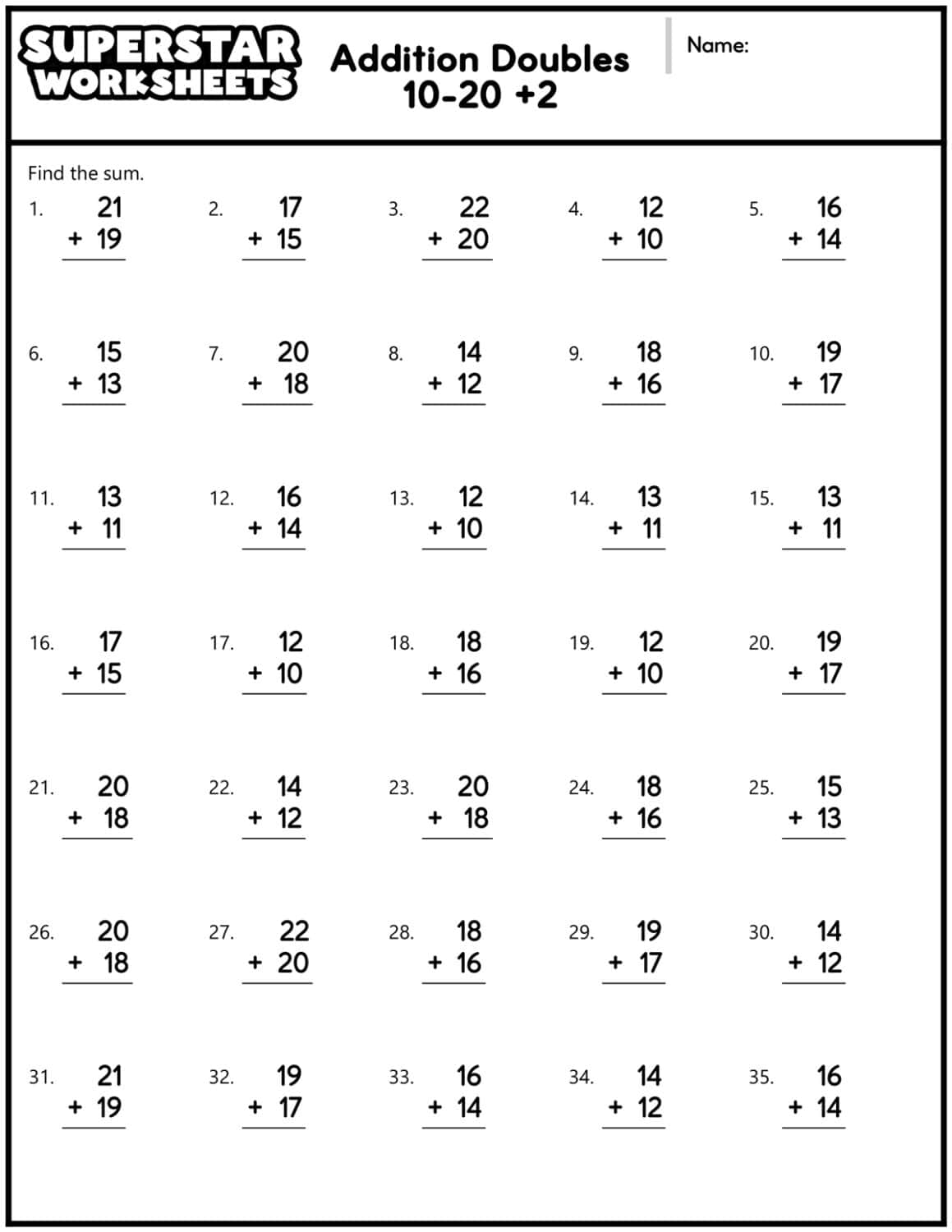 Addition Doubles Worksheets Superstar Worksheets Addition Doubles Worksheets Superstar Worksheets