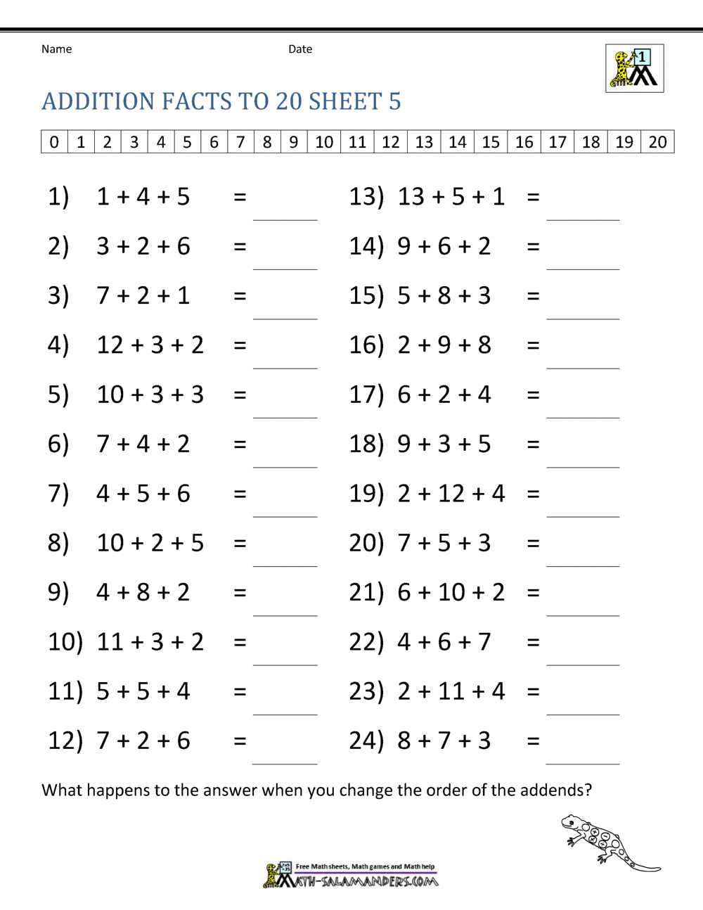 Addition Facts To 20 Worksheets Addition Doubles Worksheets Superstar Worksheets