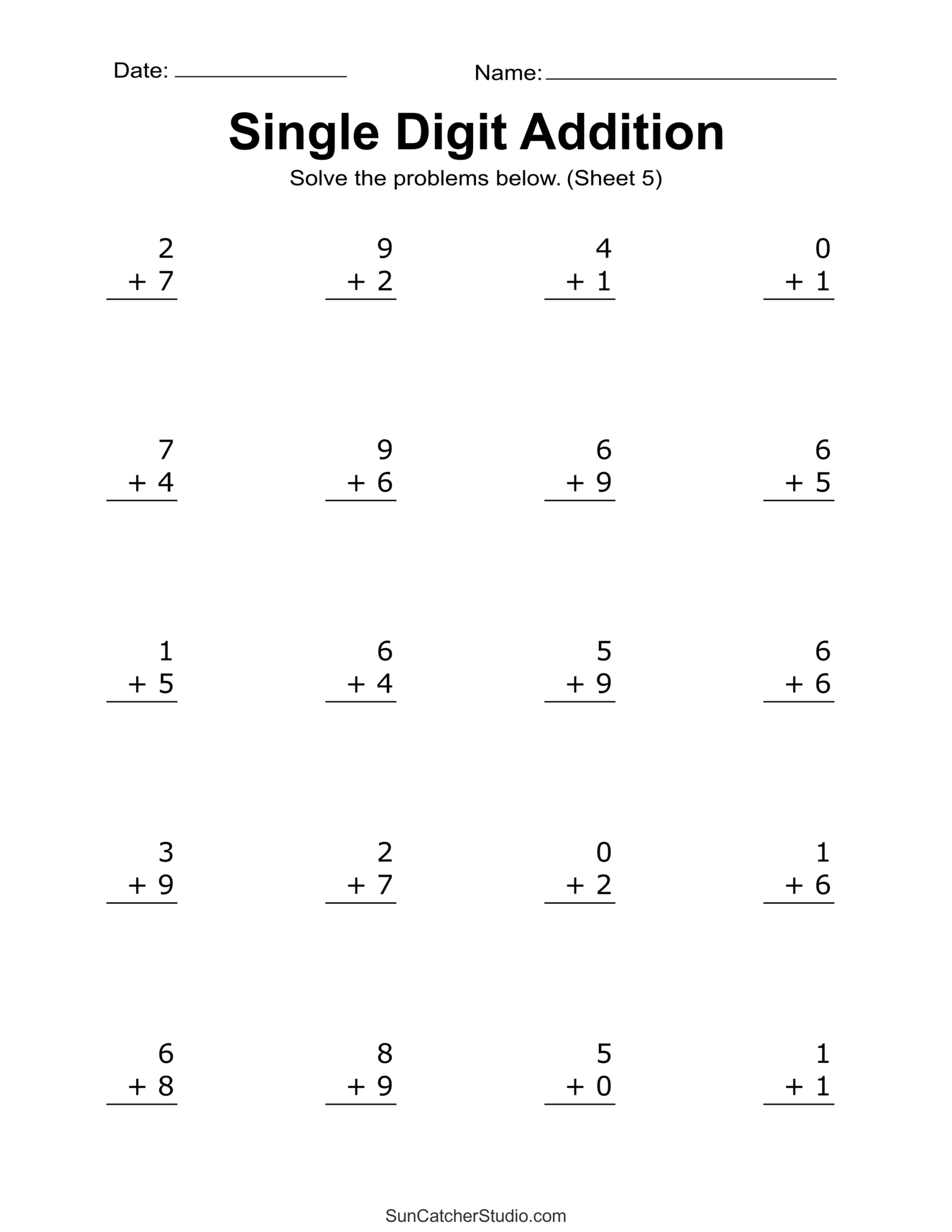 Addition Math Worksheets For Kindergarten