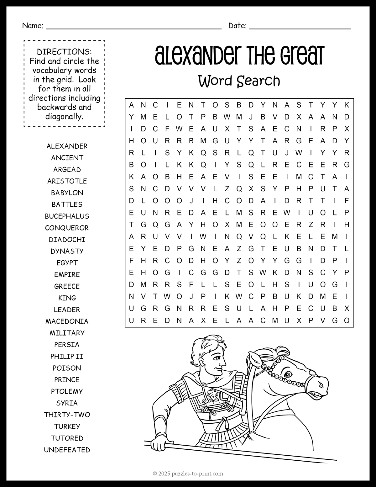 Alexander The Great Word Search