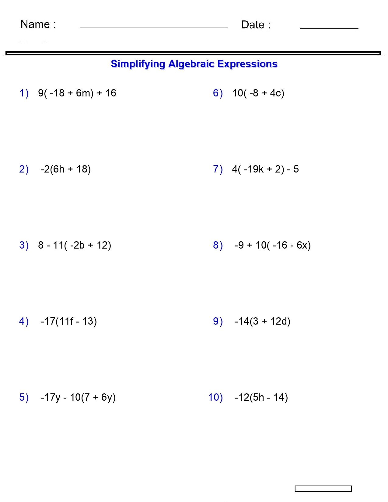 Algebraic Expressions Worksheets Simplifying Variables Worksheets 3 4Terms Mult Made By Teachers Algebraic Expressions Worksheets Simplifying Variables Worksheets 3 4Terms Mult Made By Teachers