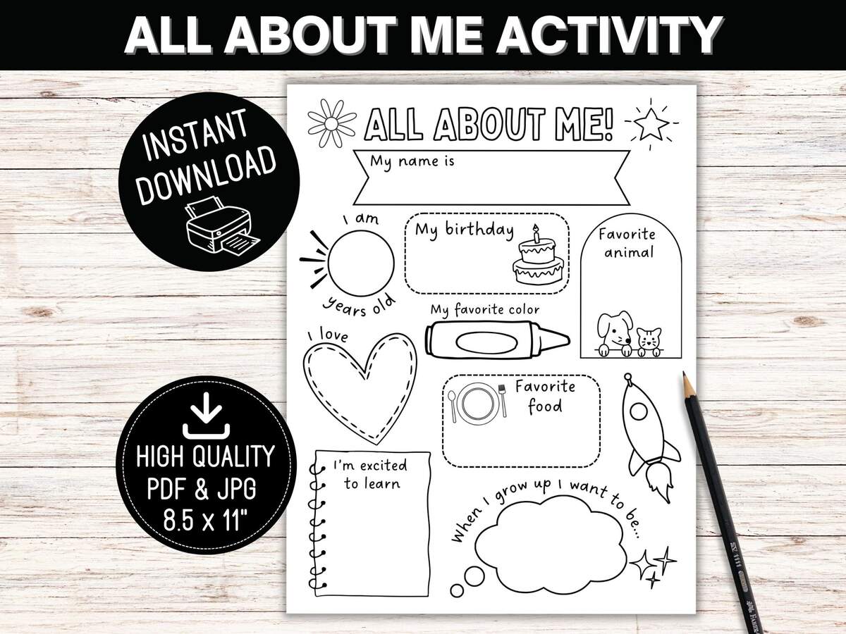 All About Me Printable Back To School Worksheet Kids Get To Know Me Classroom Activity Homeschool Coloring Page Digital Download PDF Etsy All About Me Printable Back To School Worksheet Kids Get To Know Me Classroom Activity Homeschool Coloring Page Digital Download PDF Etsy