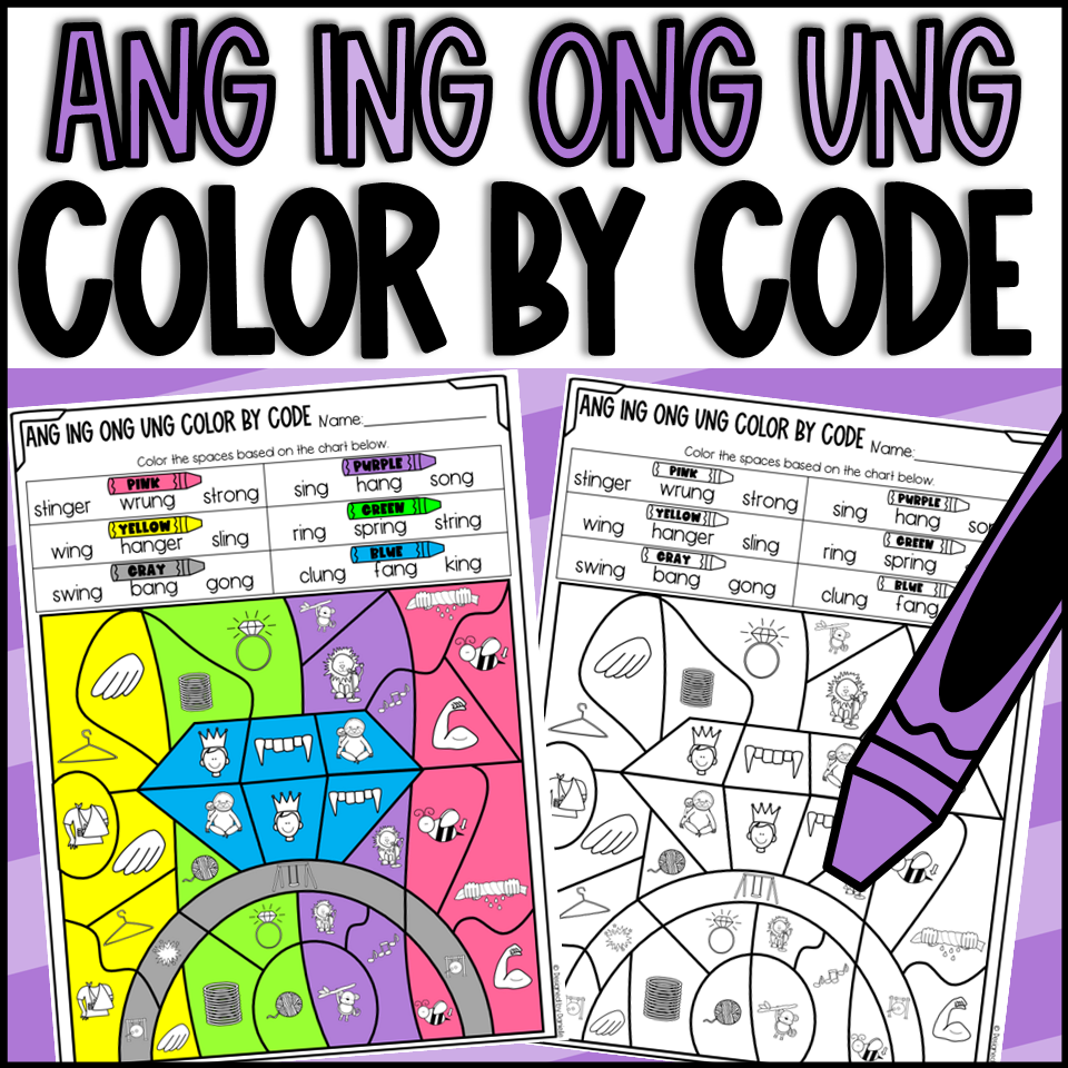 ANG ING ONG And UNG Words Color By Code Worksheets Glued Sounds Made By Teachers Teaching Glued Sounds Ng Phonics Printable