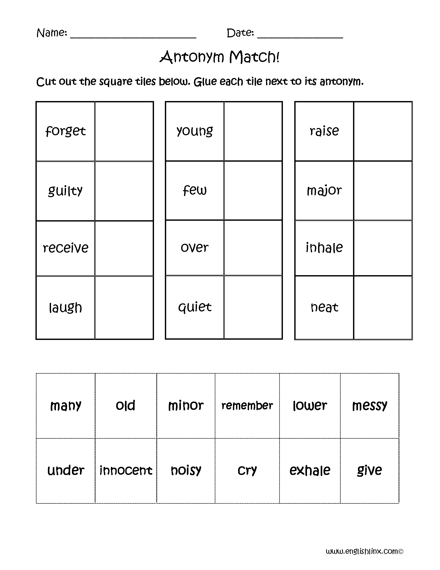 Antonyms Worksheets Antonyms Match Worksheets Antonyms Worksheets Antonyms Match Worksheets