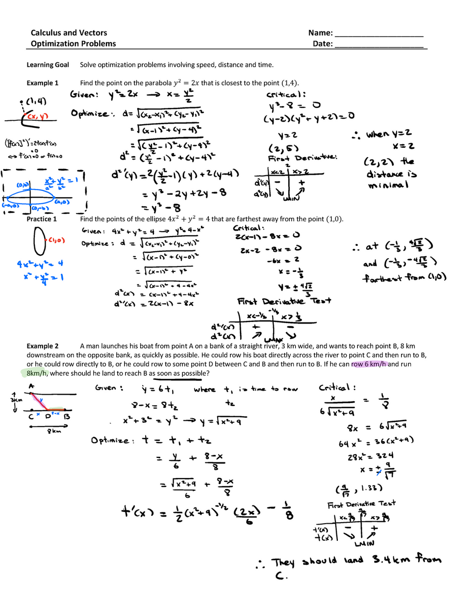 Applications 4 Optimization Problems Speed Distance Time Worksheets Library Free Calculus Optimization Worksheet Download Free Calculus Optimization Worksheet Png Images Free Worksheets On Clipart Library
