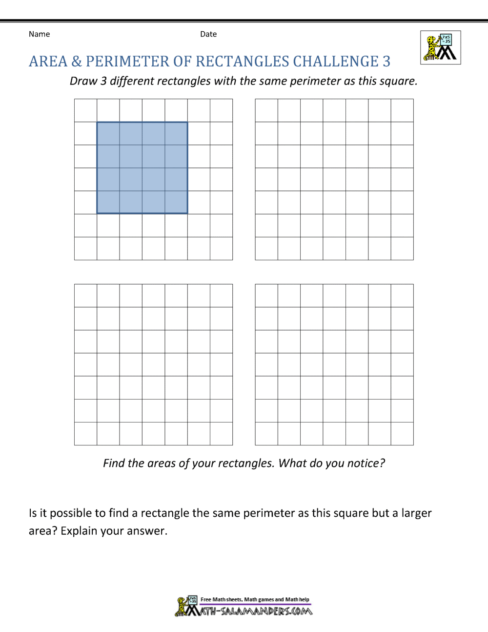 Area And Perimeter Of Rectangle Area And Perimeter Of Rectangle