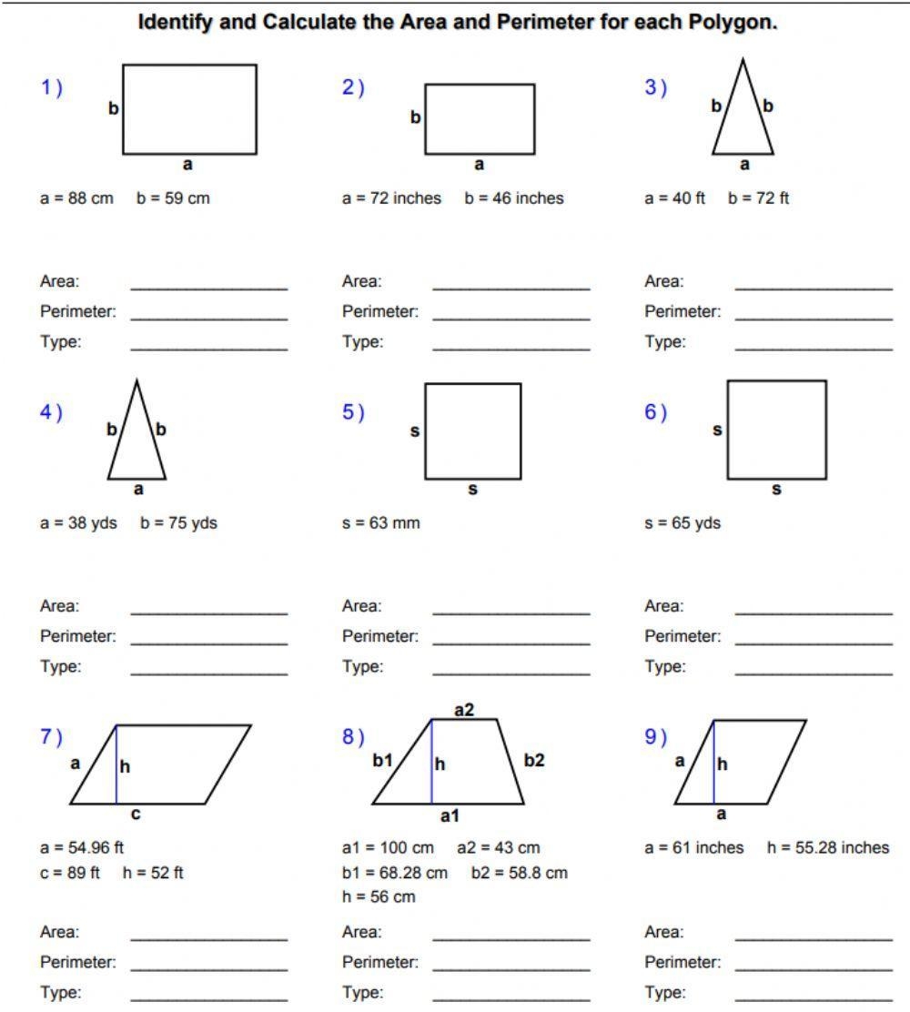 Areas And Perimeters Of Polygons Worksheet Worksheets Library Area Of Regular Polygon Calculator
