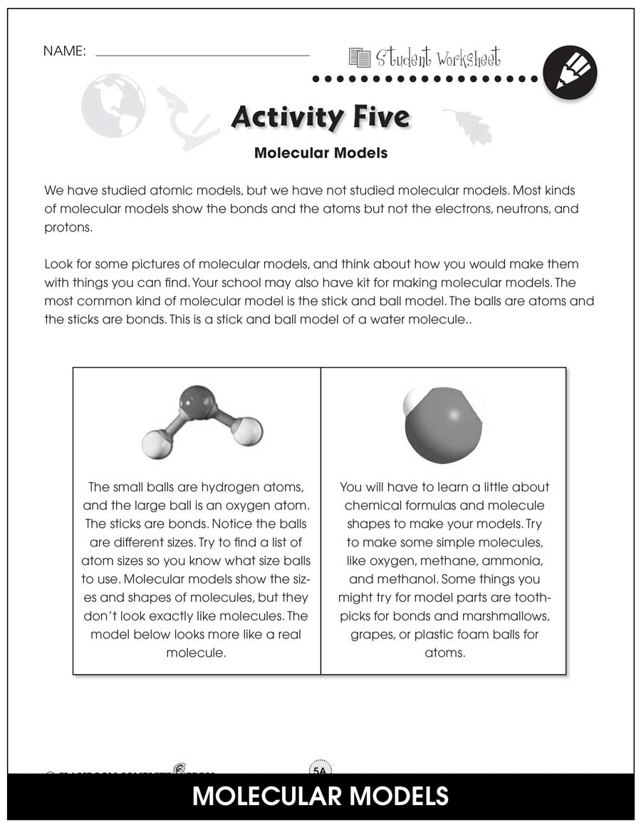 Atoms Molecules Elements BONUS WORKSHEETS Grades 5 To 8 Worksheets Library