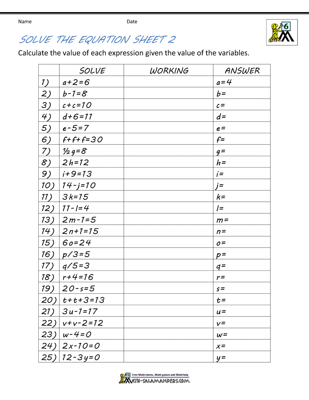 Basic Algebra Worksheets Algebraic Expressions And Exponent Worksheets Printables
