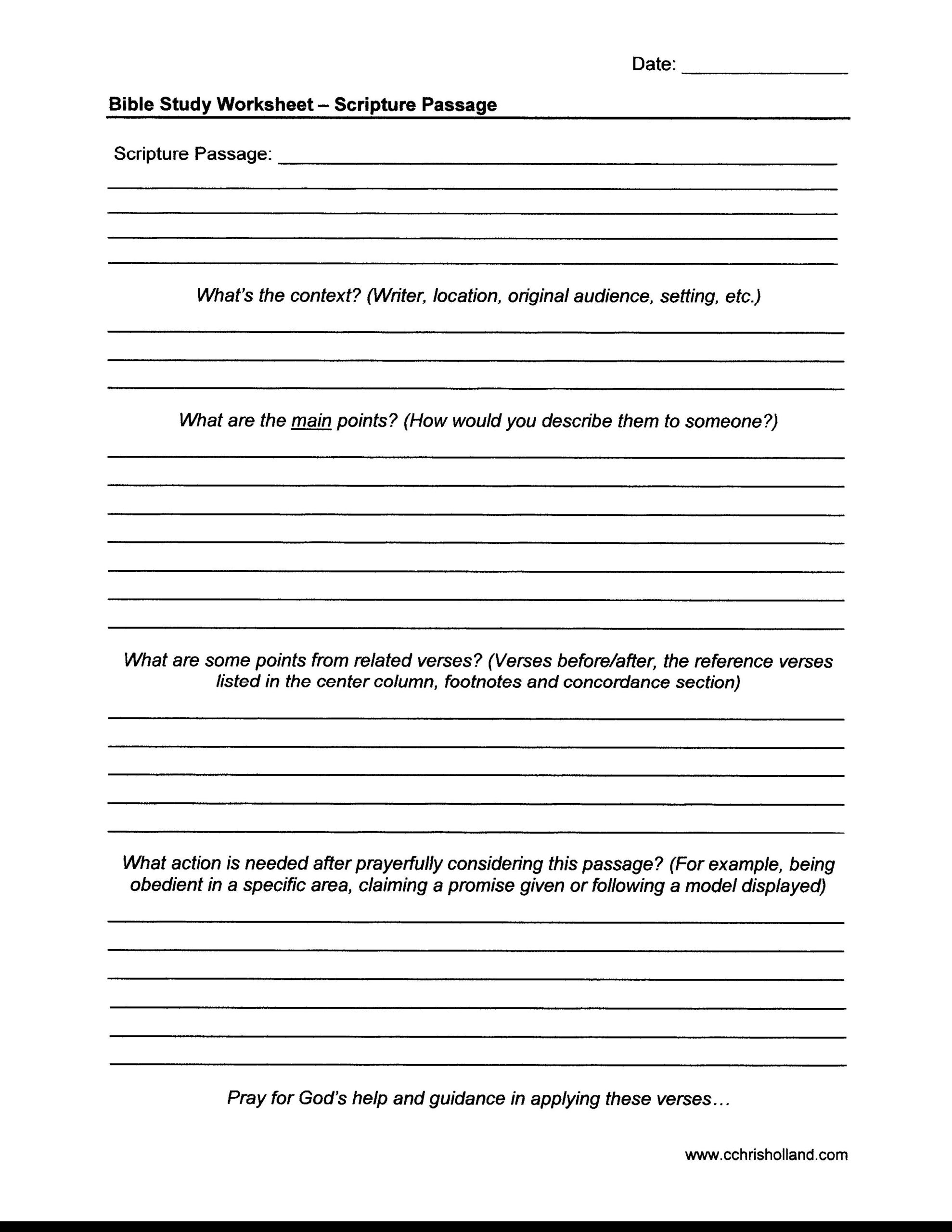Bible Study Worksheets 10 Free PDF Printables Printablee