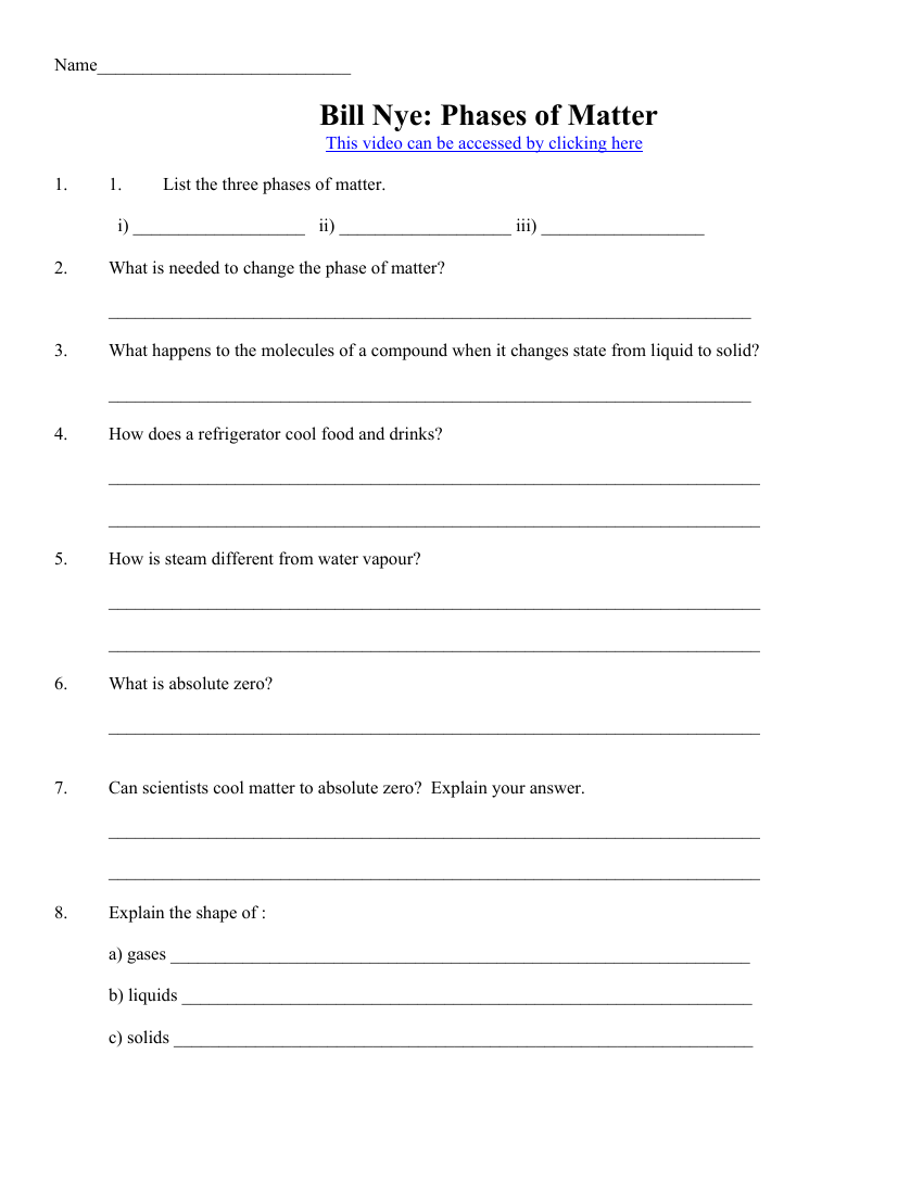 Bill Nye Phases Of Matter Worksheet Pango Worksheets Library Bill Nye Phases Of Matter Online Exercise For Worksheets Library