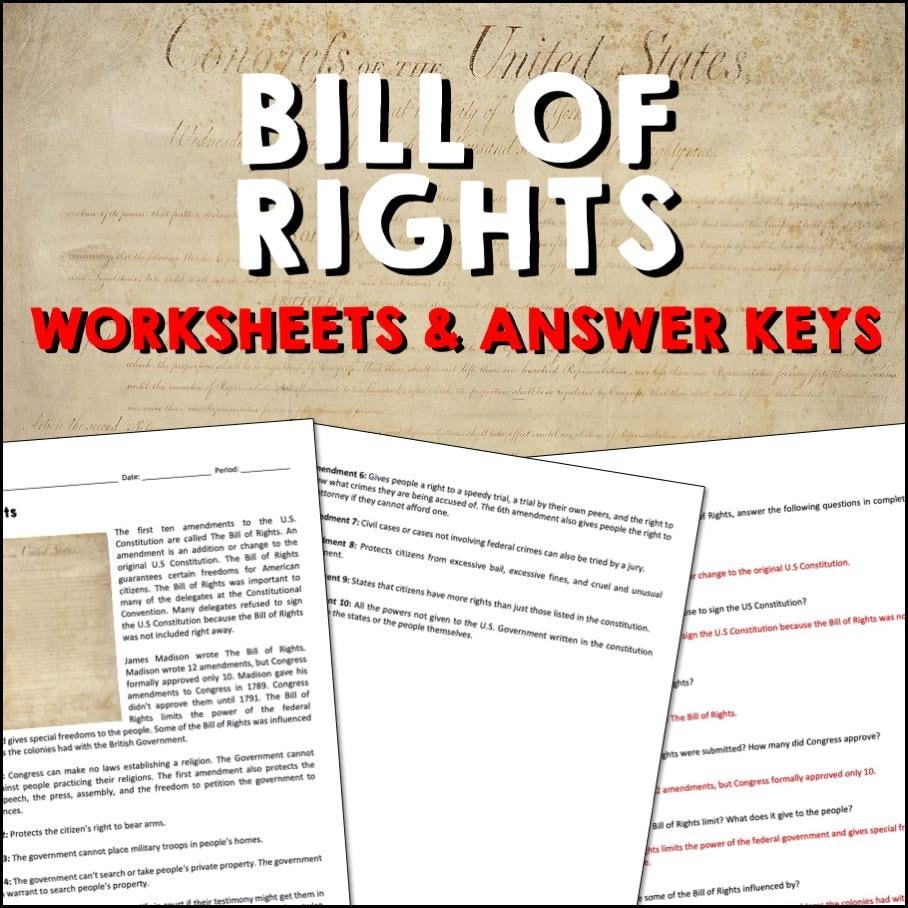 Bill Of Rights US Constitution Reading Worksheets Answer Keys Homeschool American History Pages For 6 12th Grade Students Lesson Plans Etsy Israel Bill Of Rights US Constitution Reading Worksheets Answer Keys Homeschool American History Pages For 6 12th Grade Students Lesson Plans Etsy Israel