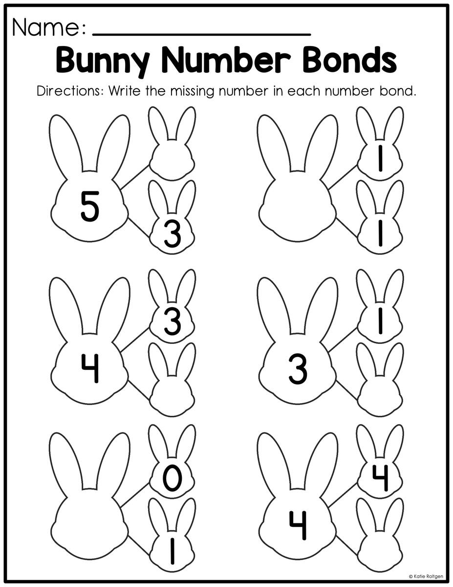Bunny Number Bonds Kindergarten Math Freebie Katie Roltgen Teaching