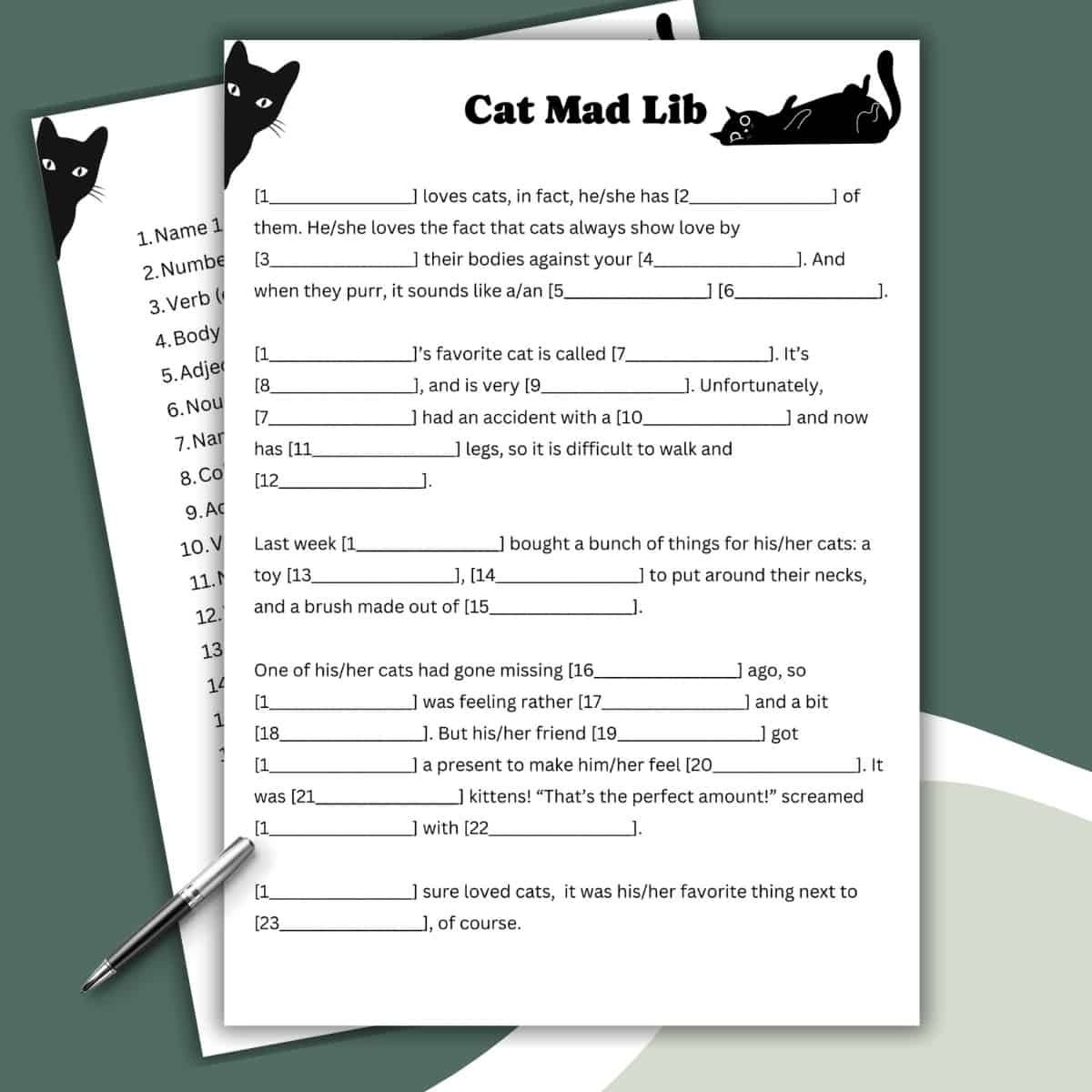 Cat Mad Libs Style Free Printable Love Laugh Games Free Printable Thanksgiving Mad Libs For Kids
