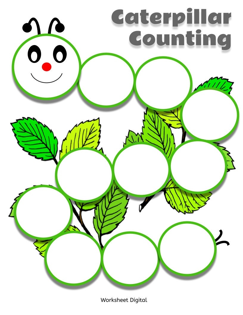 Caterpillar Counting Worksheet Numbers 0 100 Preschool Kindergarten PDF Etsy