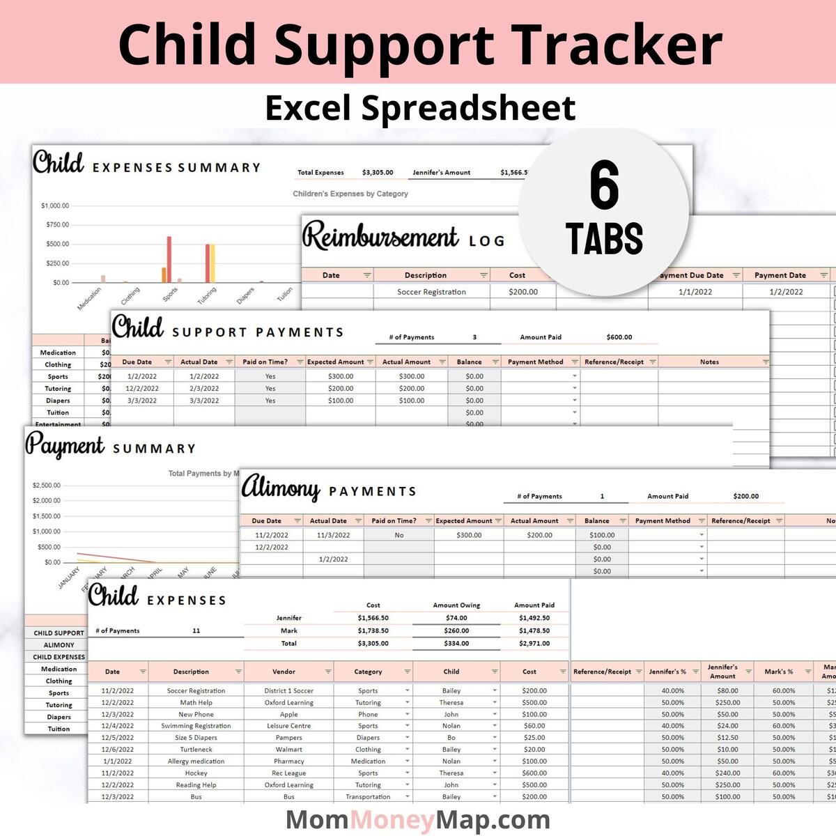 Child Custody Planner Excel Spreadsheet For Divorce Planning Child Payment Tracking Child Support Pay Record Log Child Alimony Template Etsy