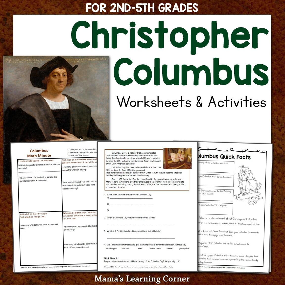 Christopher Columbus Worksheets Mamas Learning Corner