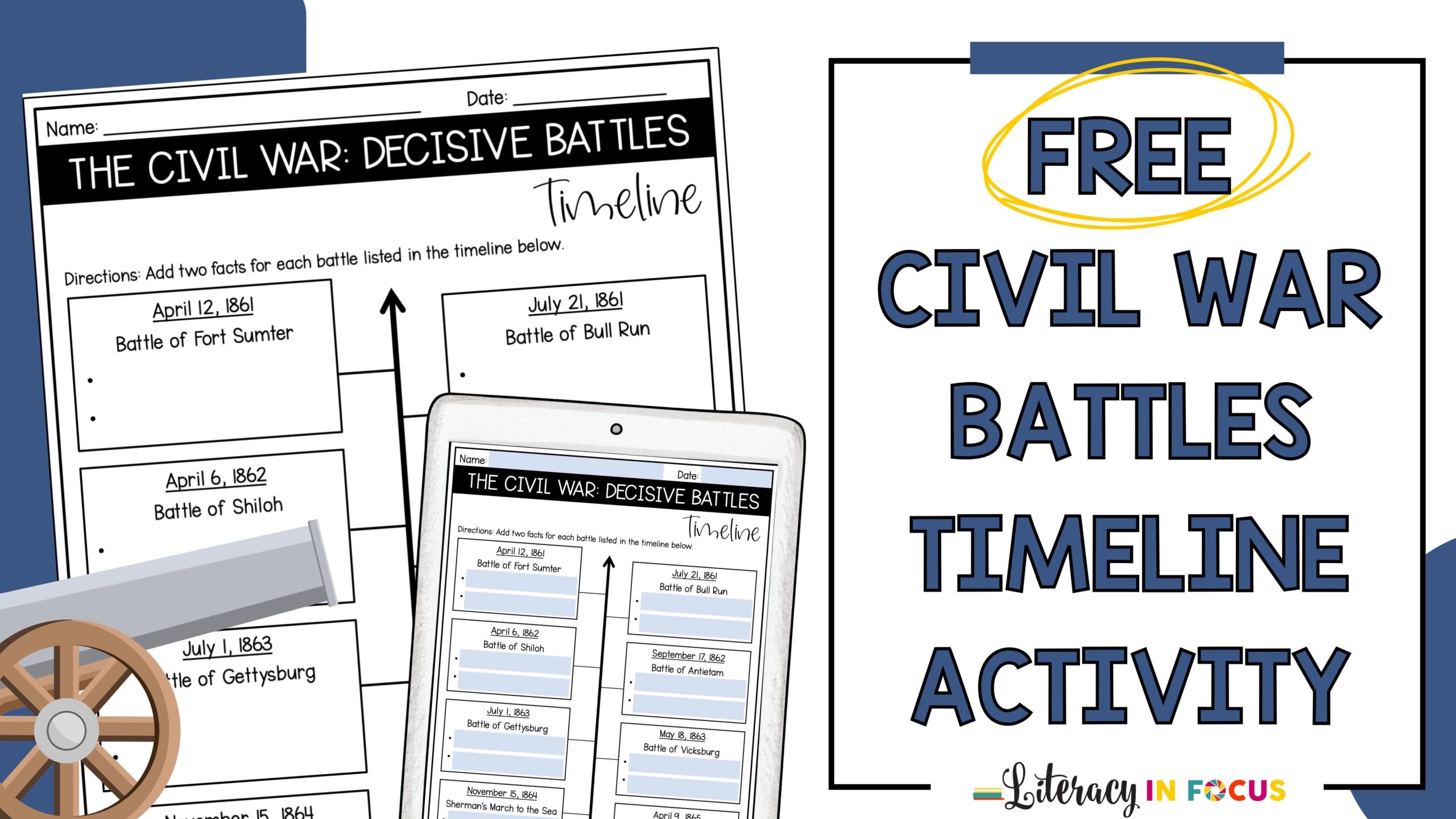 Civil War Battles Timeline Activity Free Worksheet Literacy In Worksheets Library