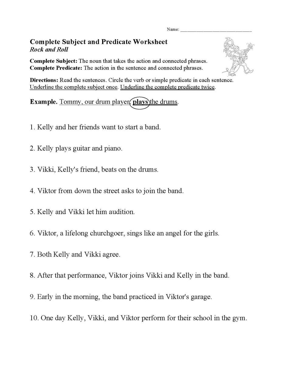 Complete Subject And Predicate Worksheet Sentence Structure Activity Englishlinx Subject And Predicate Worksheets