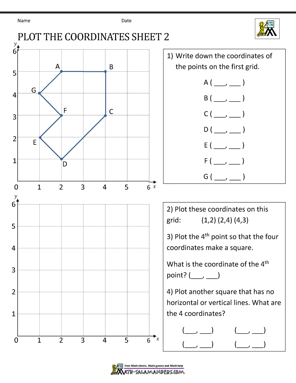 Coordinate Plane Worksheets 4 Quadrants