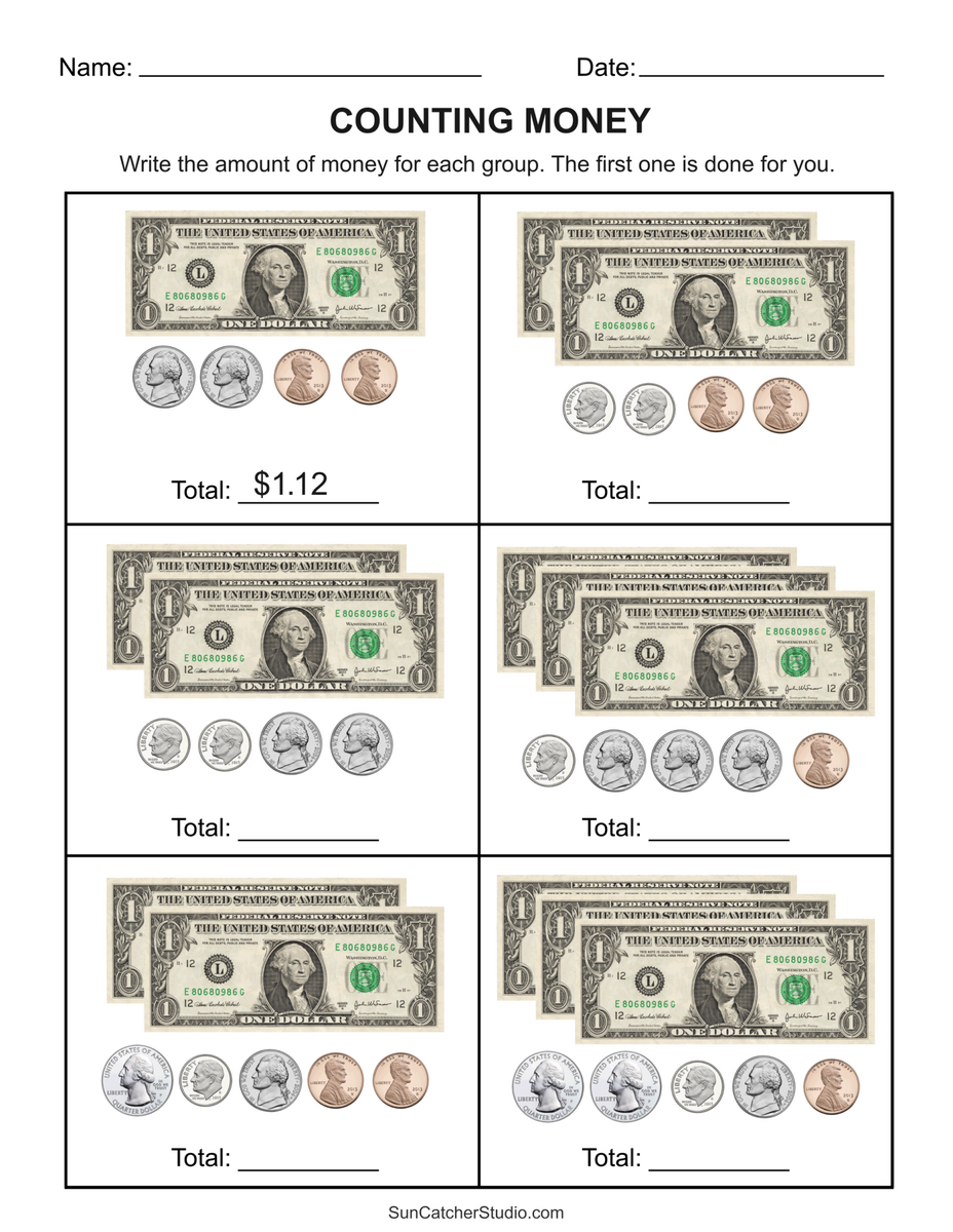 Counting Money Worksheets Money Math Free Printables Lettering SVG Files Tools Apps Printable Money Worksheets To 10